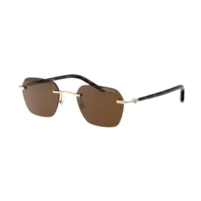 Montblanc Black Metal Irregular Sunglasses with Slim Temples. MB0270S004