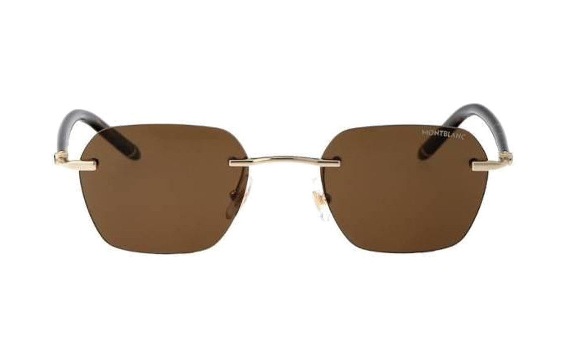 Montblanc  Black Metal Irregular Sunglasses with Slim Temples. MB0270S004 圖 3