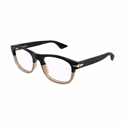 MONTBLANC Black Rectangular Acetate Optical Glasses with Colorblock Design MB0305O007