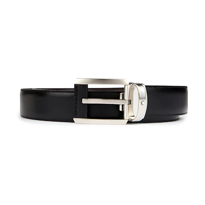 Montblanc Black Satin Rectangle Pin Buckle Leather Belt 3cm Wide. 38158
