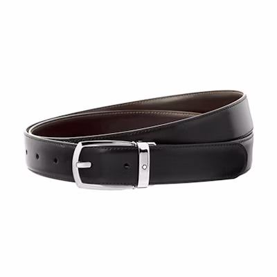 Montblanc Black Wide Leather Belt with Pin Buckle - 3cm Width. 112960