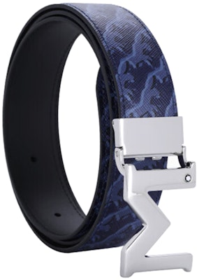 Cinturón de Cuero Azul Montblanc con Diseño, Hebilla Lisa, 3.5cm Ancho MB129065 Lookbook Cinturón de Cuero Azul Montblanc con Diseño, Hebilla Lisa, 3.5cm Ancho MB129065