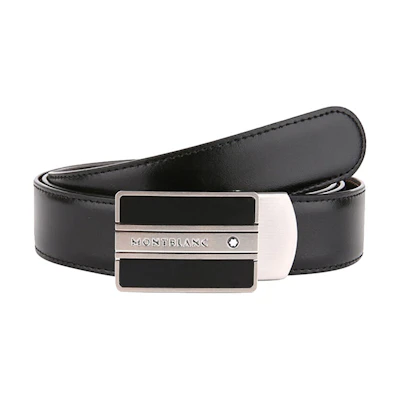 Montblanc Brown Leather Reversible Belt with Smooth Buckle, 3cm Width. 38156