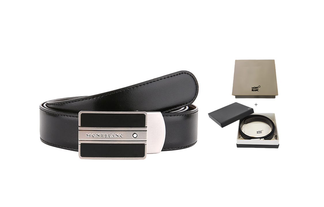 Montblanc  Brown Leather Reversible Belt with Smooth Buckle, 3cm Width. 38156 圖 6
