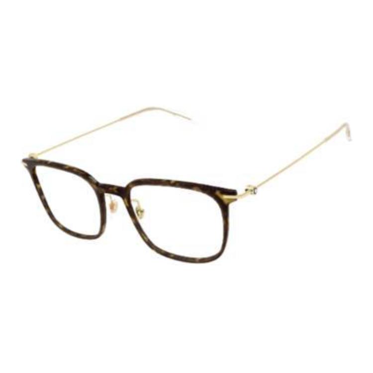 Montblanc  Brown Square Optical Eyeglasses Frame with Logo Detail. MB0100O007
