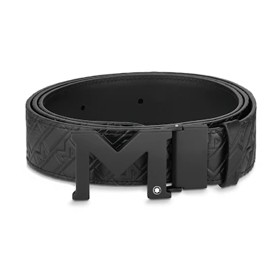 Montblanc Casual M Buckle Leather Belt - 3.5cm Width. MB129443