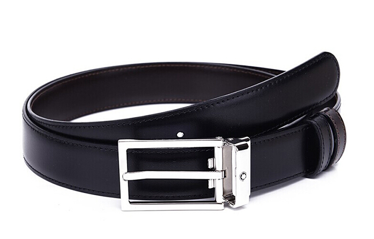 Order 萬寶龍經典亮面黑色矩形皮帶 3公分 113273