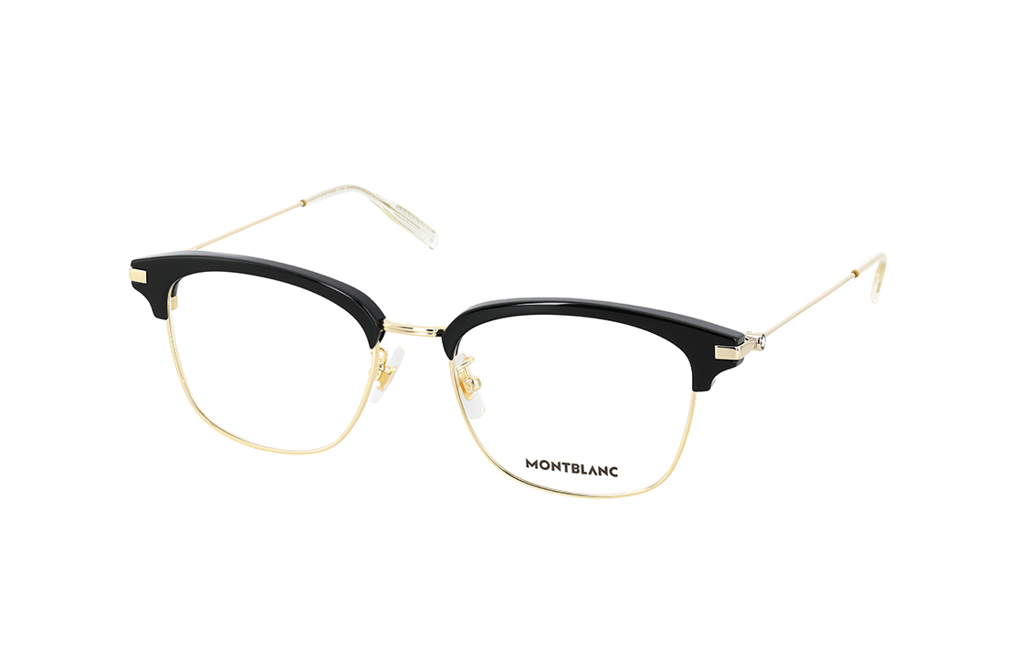 MONTBLANC  Full Rim Eyeglasses Black Gold Hexagon Star Optical Frame MB0141OK-002