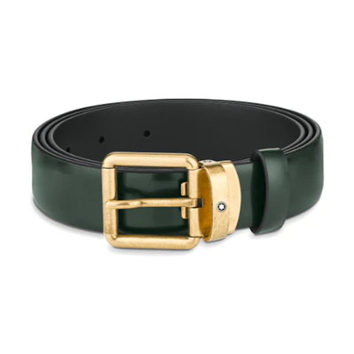 Montblanc Gold-Tone Vintage Rectangular Leather Belt 3cm. MB129454