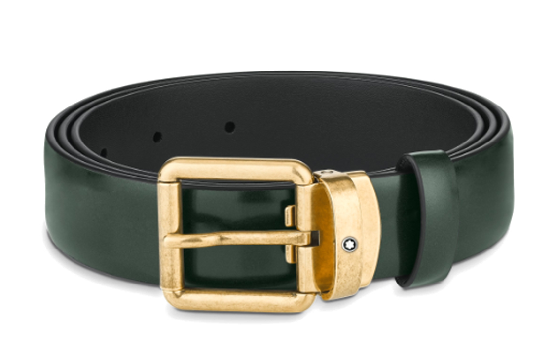 Montblanc  Gold-Tone Vintage Rectangular Leather Belt 3cm. MB129454 圖 2