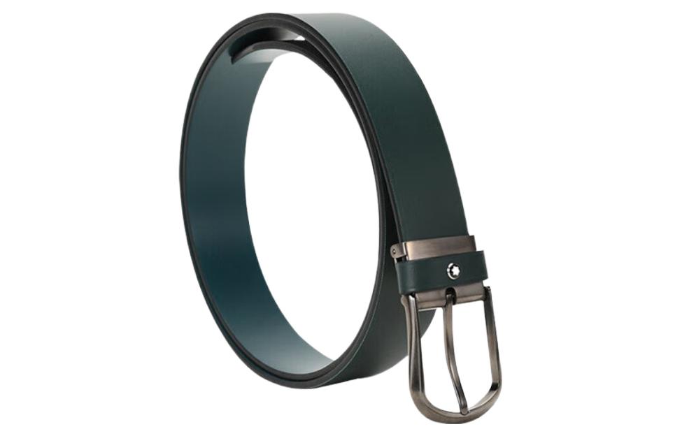 Montblanc  Green Leather Belt with Logo Pin Buckle, 3.5cm Width. MB118452