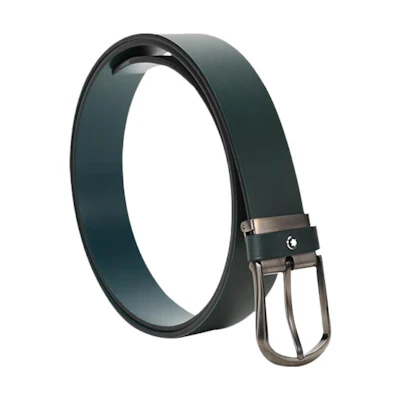 Montblanc Green Leather Belt with Logo Pin Buckle, 3.5cm Width. MB118452