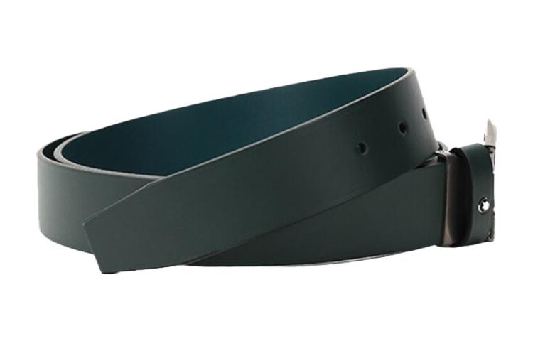 Montblanc  Green Leather Belt with Logo Pin Buckle, 3.5cm Width. MB118452 圖 4