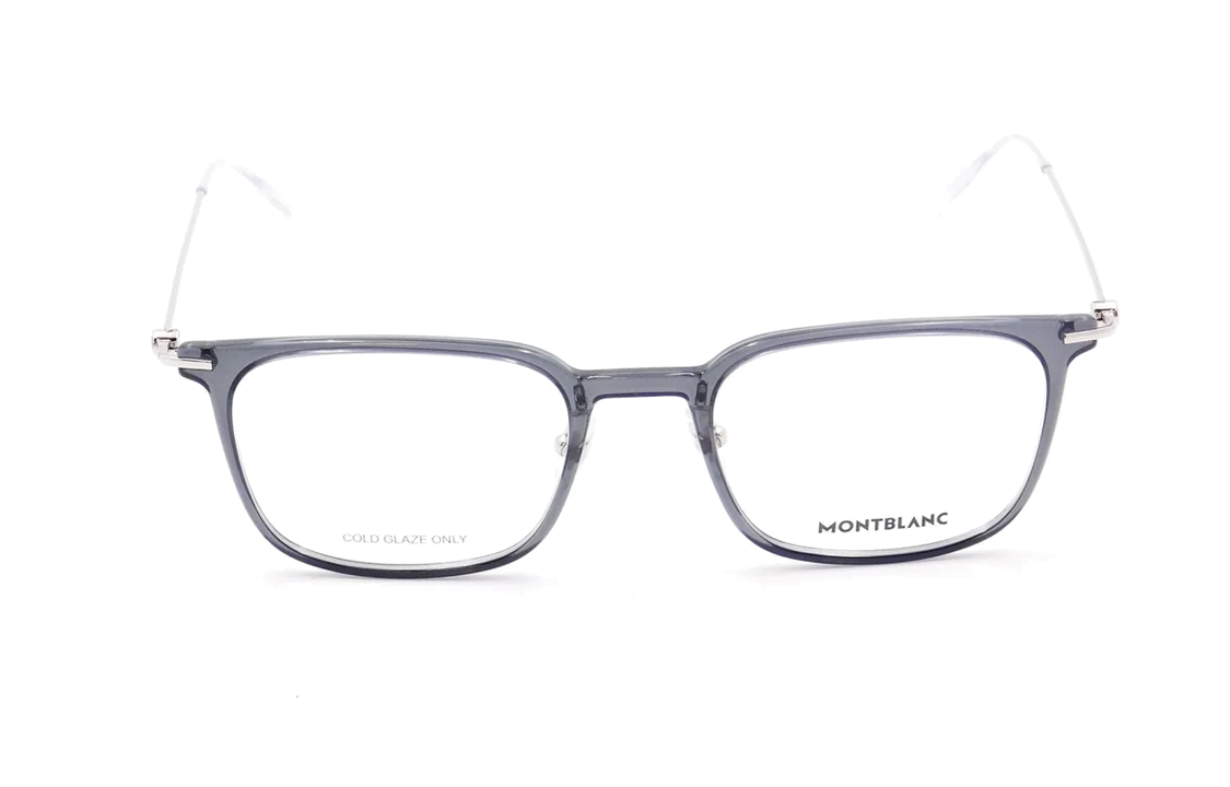 Order Montblanc Grey Irregular Kacamata Optik Acetate Metal. MB0100O001GREYSILVERTRANSPARE