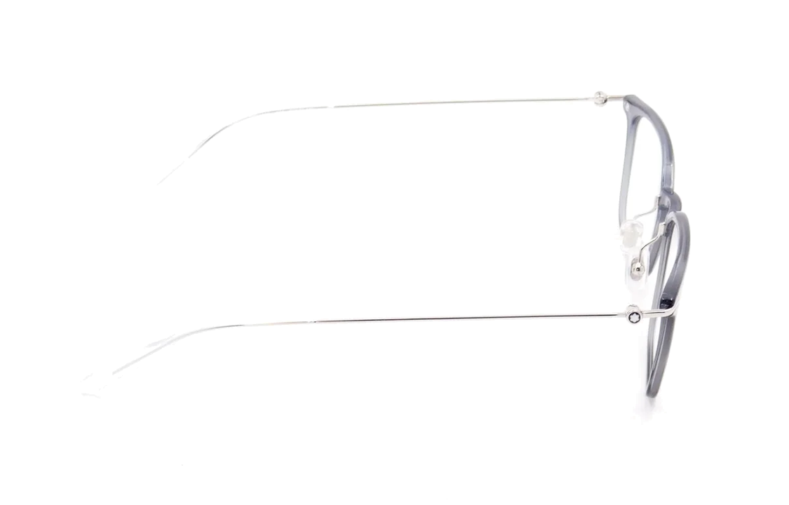 Shop Montblanc Grey Irregular Kacamata Optik Acetate Metal. MB0100O001GREYSILVERTRANSPARE