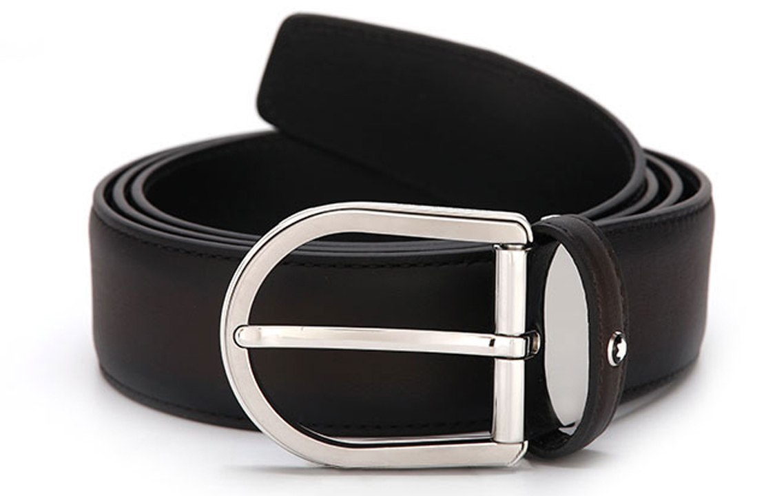 Montblanc  Grey Leather Business Belt with Adjustable Pin Buckle. MB118414 圖 3