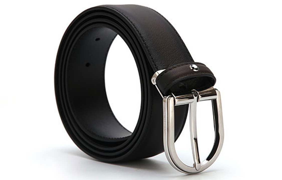 Montblanc  Grey Leather Business Belt with Adjustable Pin Buckle. MB118414 圖 4