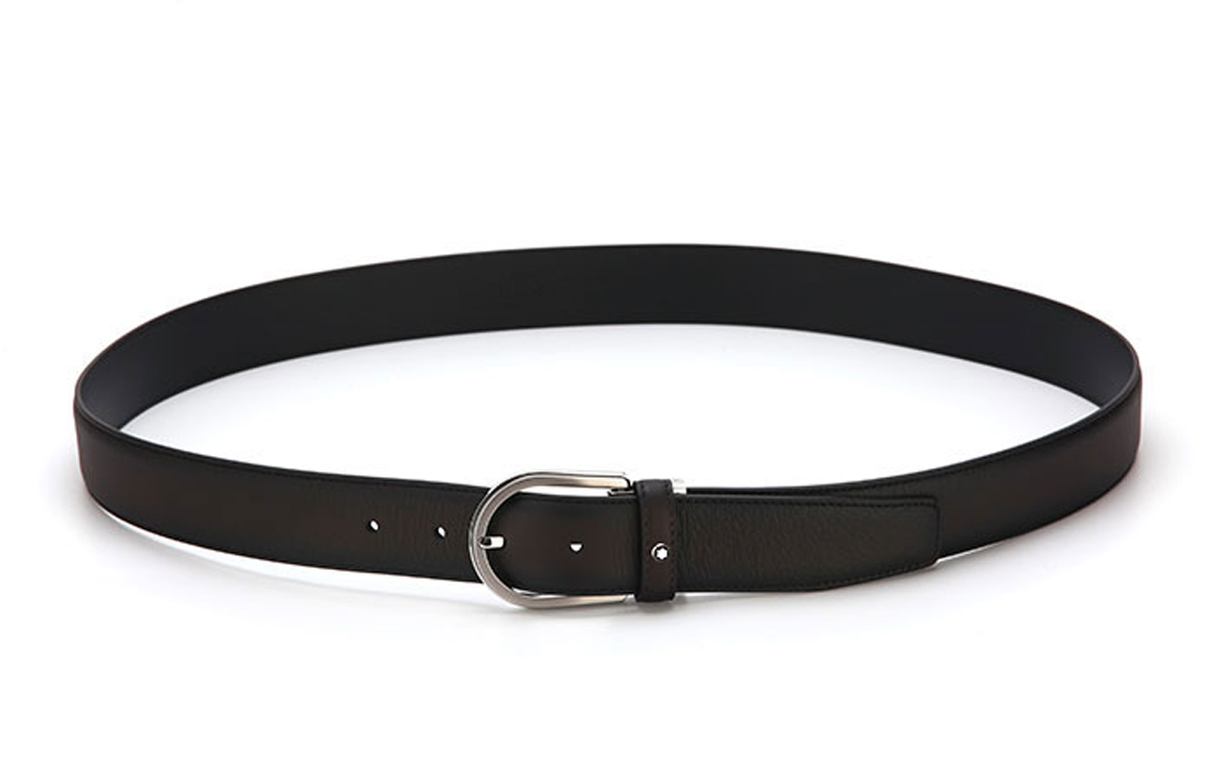 Montblanc  Grey Leather Business Belt with Adjustable Pin Buckle. MB118414 圖 5