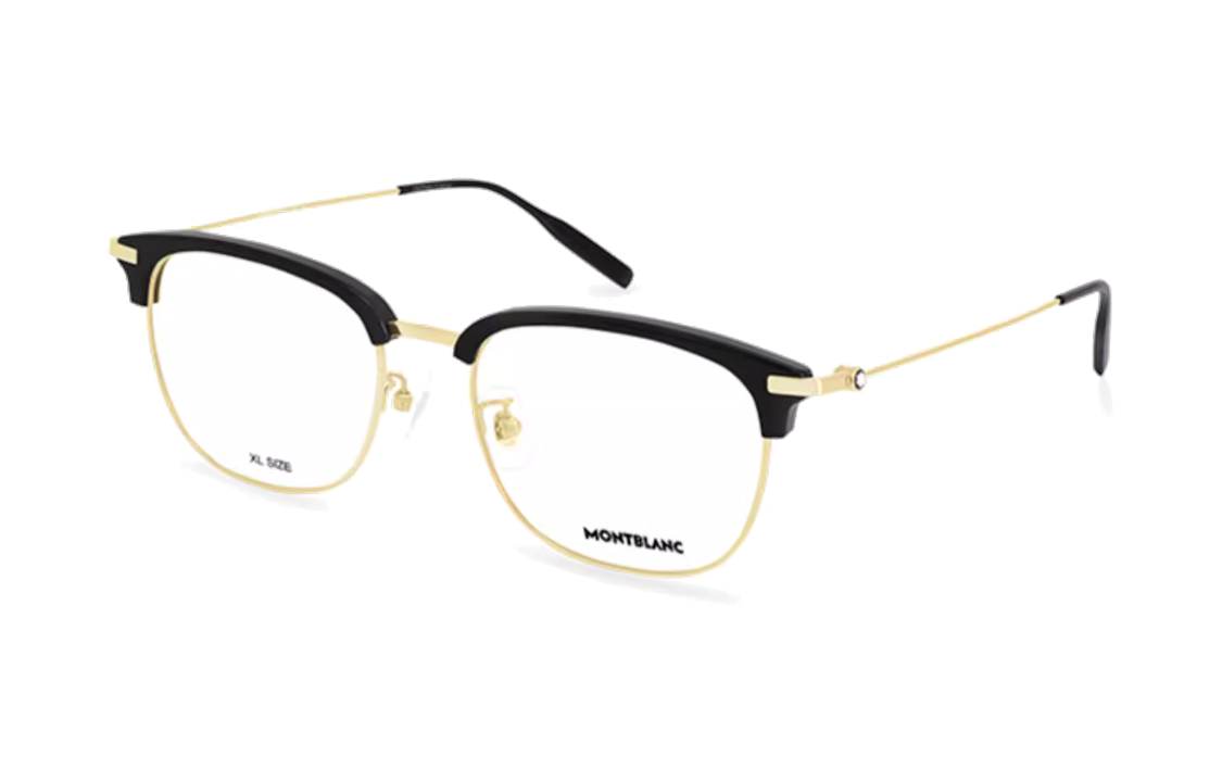 Order Kacamata Optik Montblanc Hexagonal Frame Hitam dengan Titanium Alloy. MB0316OA-002