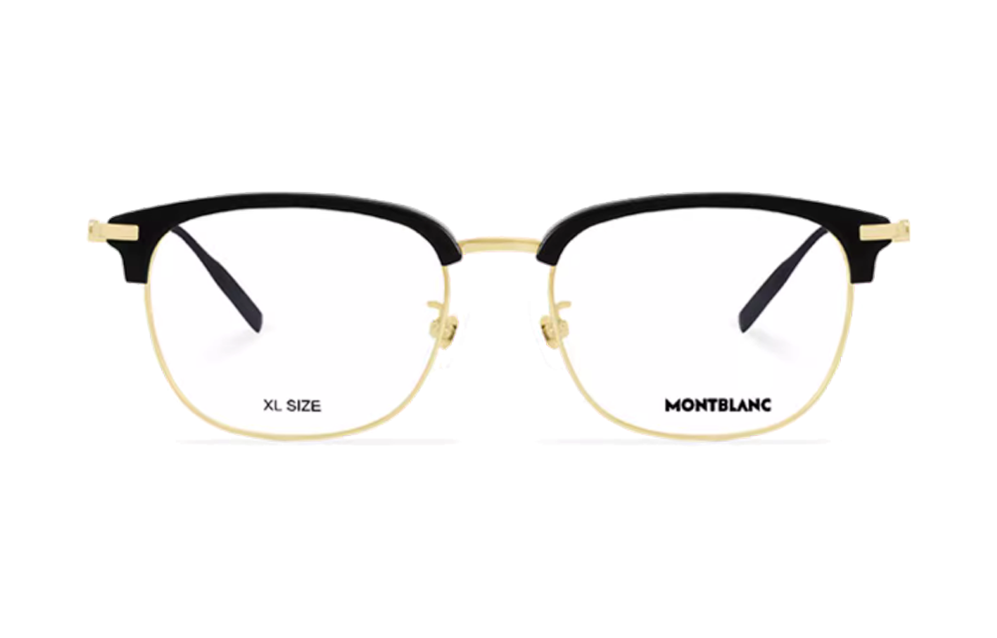 Lookbook Kacamata Optik Montblanc Hexagonal Frame Hitam dengan Titanium Alloy. MB0316OA-002