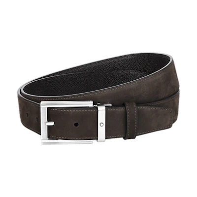 Montblanc Leather Belt, Casual Simple Pin Buckle, 35mm Black/Brown. MB126041