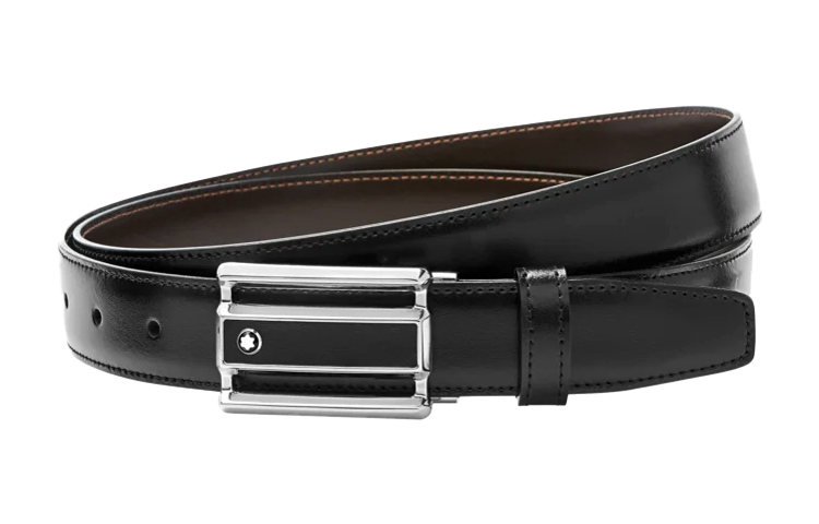 MONTBLANC  Leather Belt Black/Brown 3cm - Simple & Elegant Design 114423
