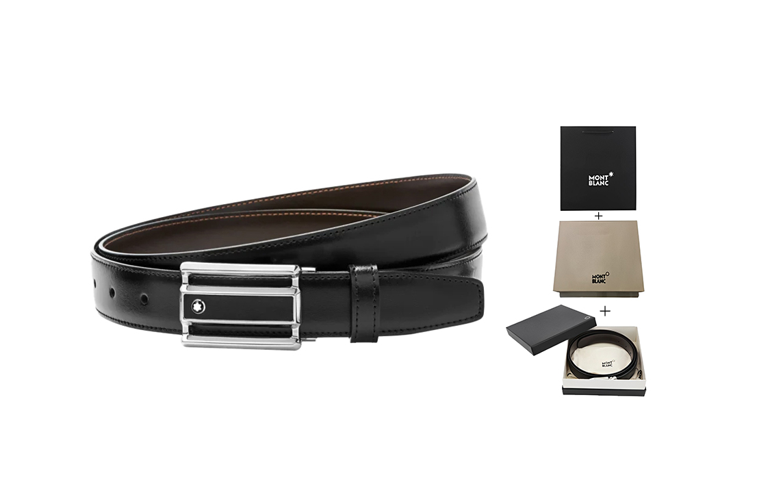 Sizing 萬寶龍 黑/棕色3cm皮帶 - 簡約優雅設計 114423