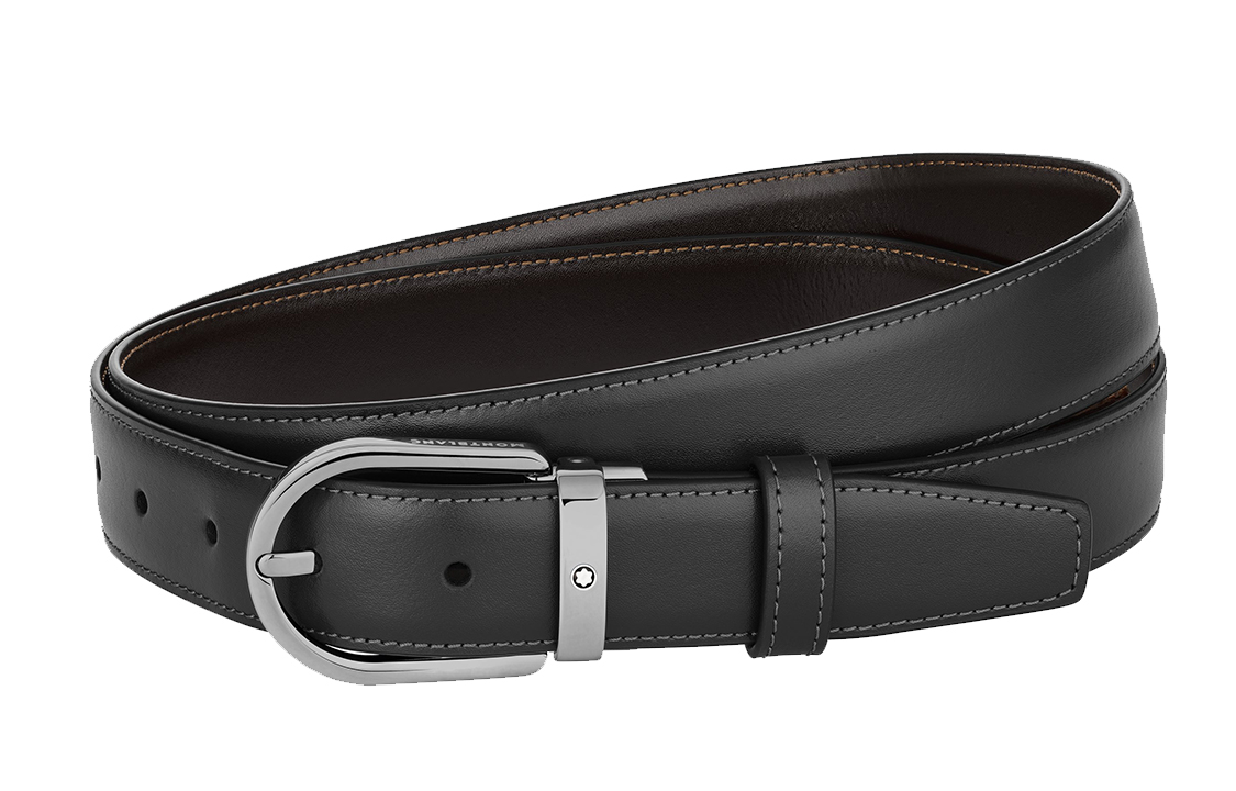 Montblanc  Leather Belt with Pin Buckle, Black, 3cm Width. 128803-BLACK&BROWN 圖 2