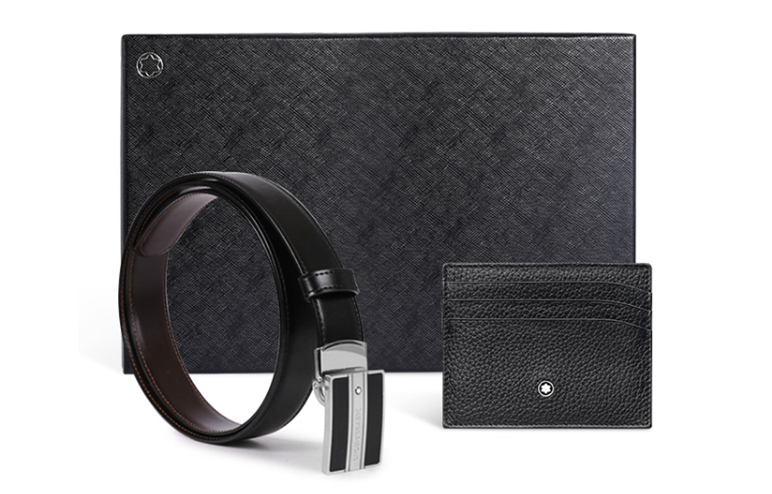 Montblanc  Leather Cardholder Gift Set with Black 3cm Wide Belt. MB129305 圖 2