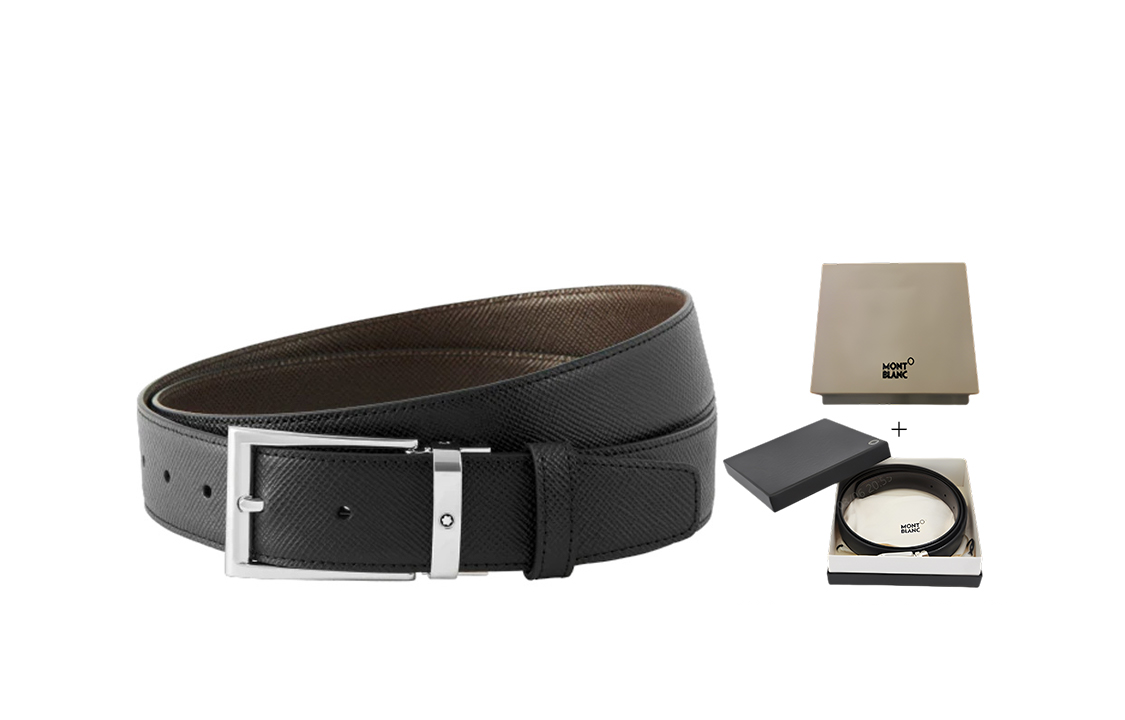 Montblanc  Reversible Business Leather Belt Black 3.5cm Wide 118436 圖 2