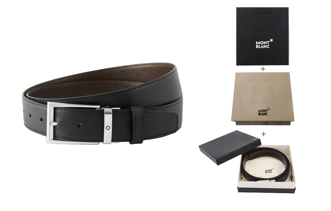 Montblanc  Reversible Business Leather Belt Black 3.5cm Wide 118436 圖 5