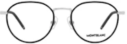 Lookbook Montblanc Round Black Metal Optical Glasses with Logo Temples. MB0342OA