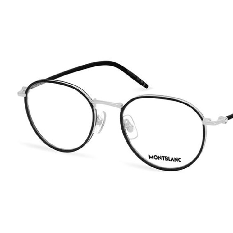 Montblanc  Round Black Metal Optical Glasses with Logo Temples. MB0342OA 圖 4