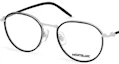 Shop Montblanc Round Black Metal Optical Glasses with Logo Temples. MB0342OA