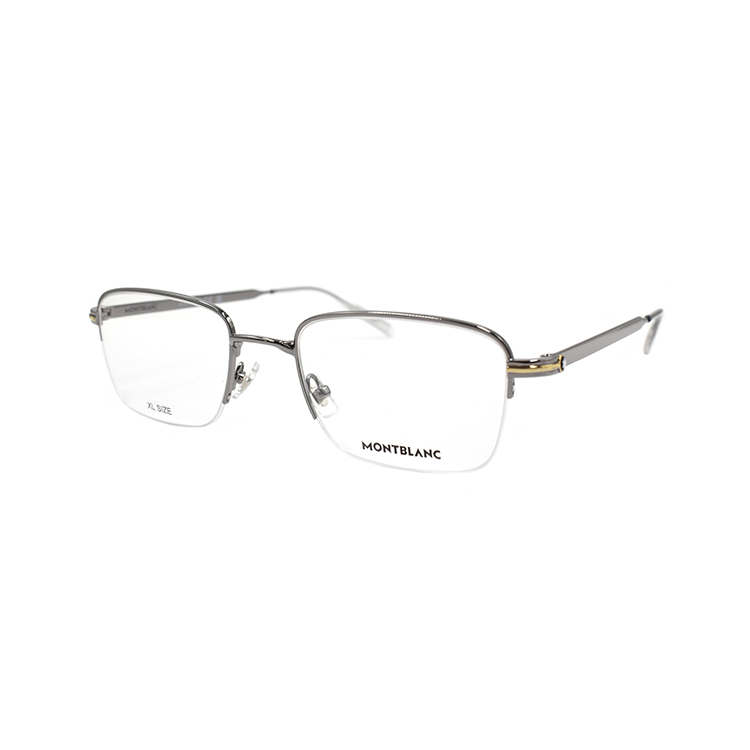 Montblanc  Semi-Rimless Hexagonal White Star Business Gunmetal Alloy Glasses MB0237O-005