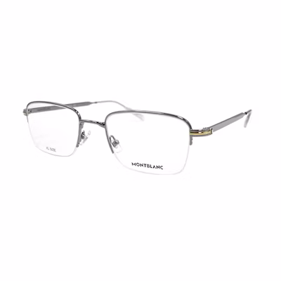 Montblanc Semi-Rimless Hexagonal White Star Business Gunmetal Alloy Glasses MB0237O-005