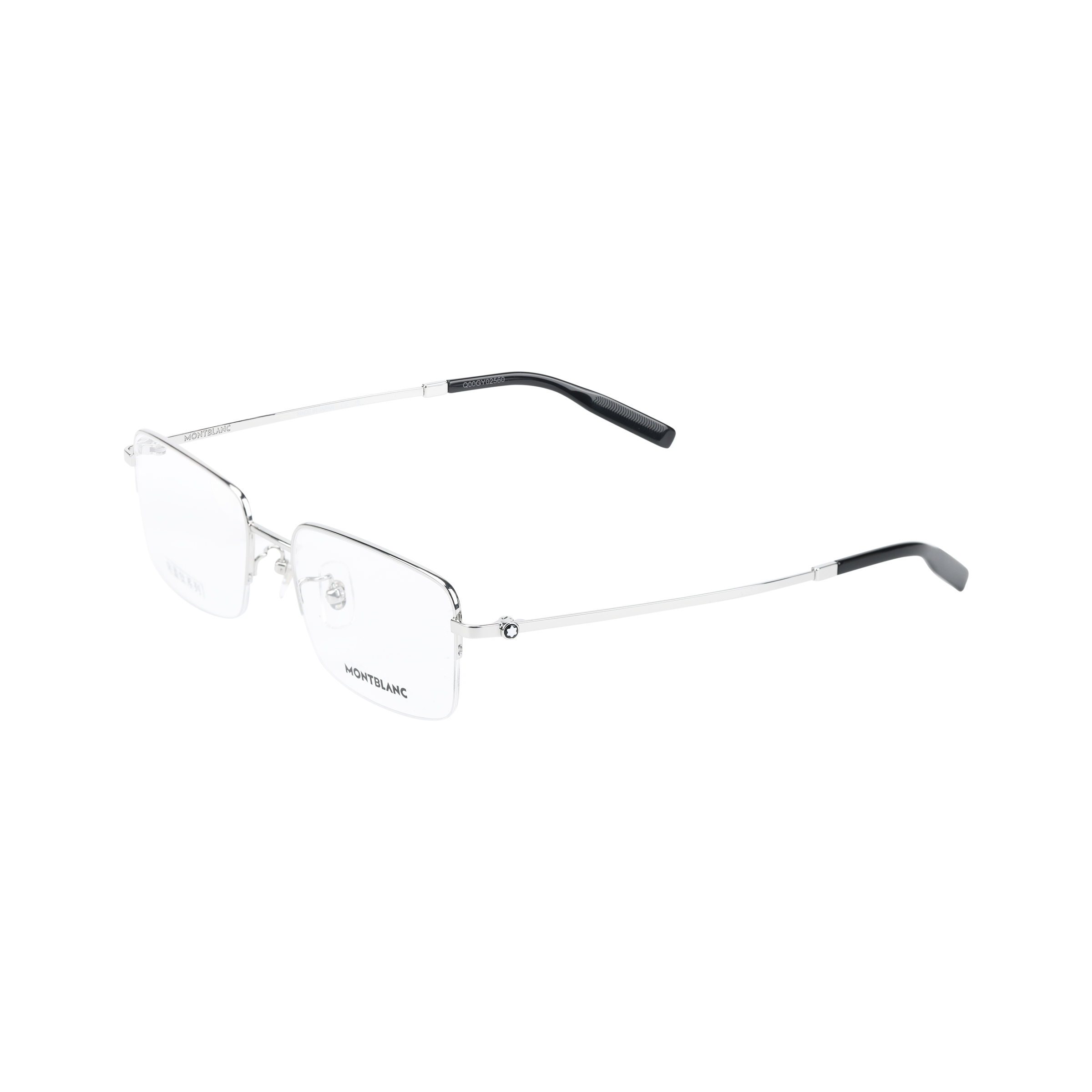MONTBLANC  Semi-Rimless Titanium Rectangular Optical Glasses Silver MB0313OA-001