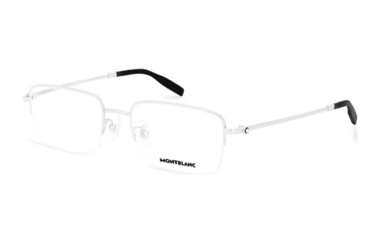 Order MONTBLANC Kacamata Optik Persegi Titanium Semi-Rimless Silver MB0313OA-001