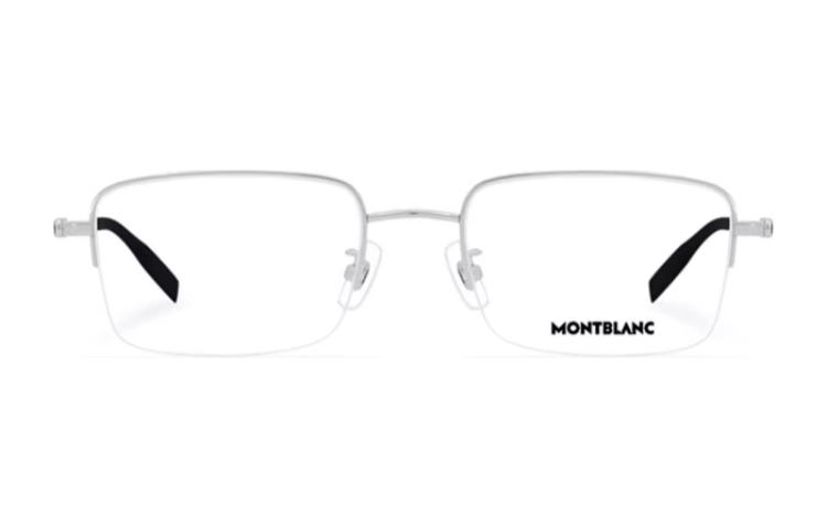 Lookbook MONTBLANC Kacamata Optik Persegi Titanium Semi-Rimless Silver MB0313OA-001