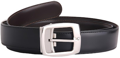 Montblanc Silver Pin Buckle Black Leather Belt, 3cm Wide. 9695 Montblanc Silver Pin Buckle Black Leather Belt, 3cm Wide. 9695