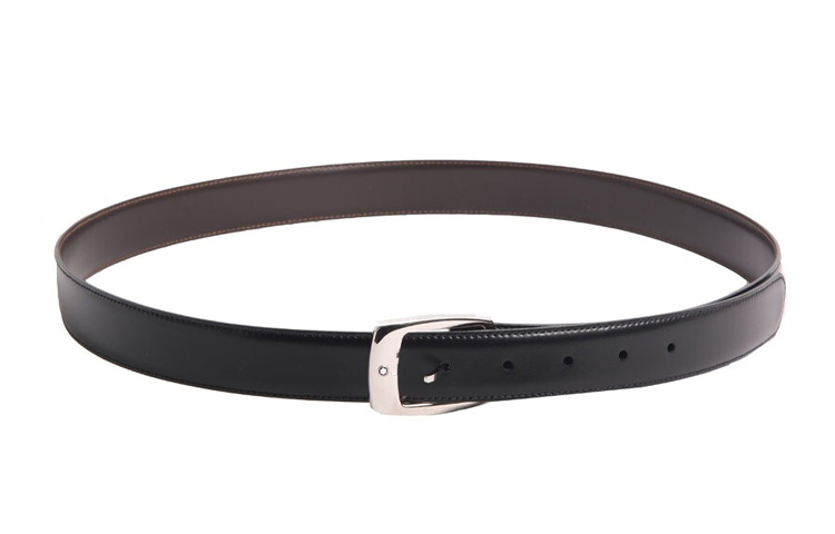 Lookbook 萬寶龍 3公分寬銀針扣黑色皮帶 9695