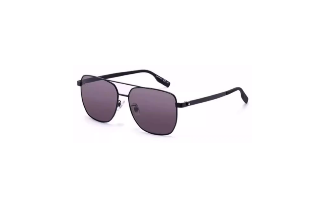 MONTBLANC  Square Black Sunglasses with Logo and Metal Temples. MB0184