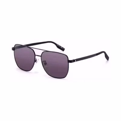MONTBLANC Square Black Sunglasses with Logo and Metal Temples. MB0184