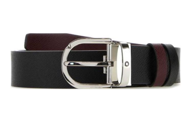 Montblanc Black Leather Belt with Smooth Buckle for Men 3.5cm. 131176BLACKMOSTO