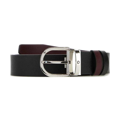 Montblanc Black Leather Belt with Smooth Buckle for Men 3.5cm. 131176BLACKMOSTO
