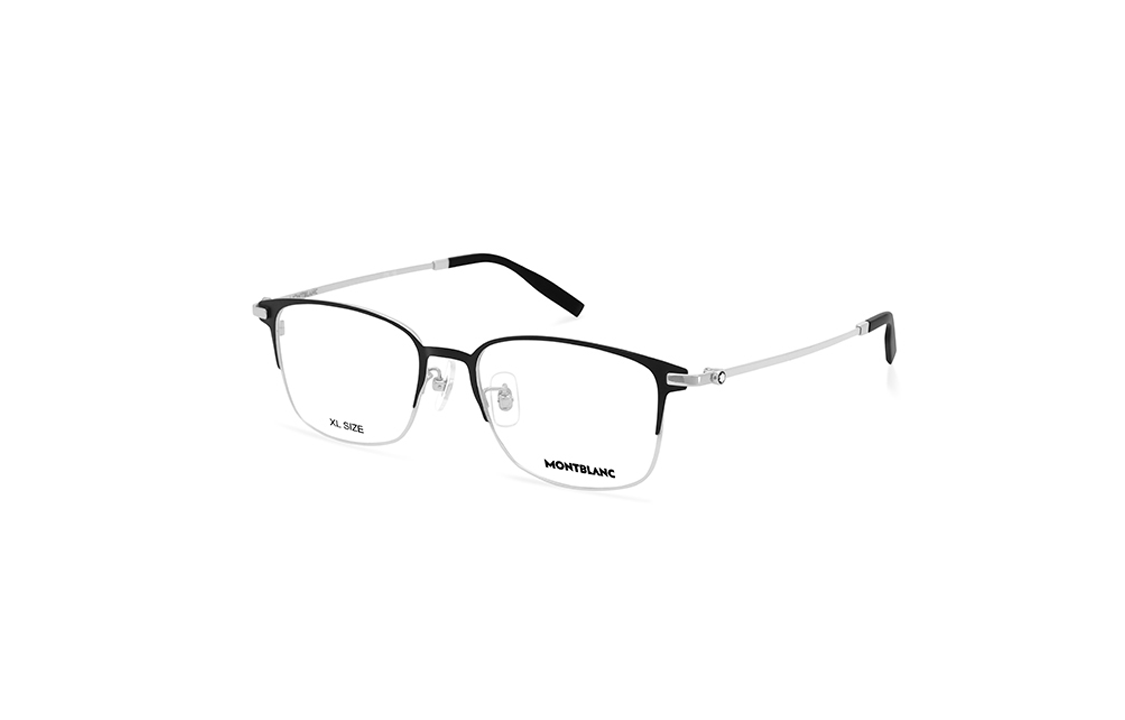 Order Cermin Mata Optik Montblanc Titanium Hitam Unisex dengan Rekaan Cetakan Huruf. MB0314OA-001