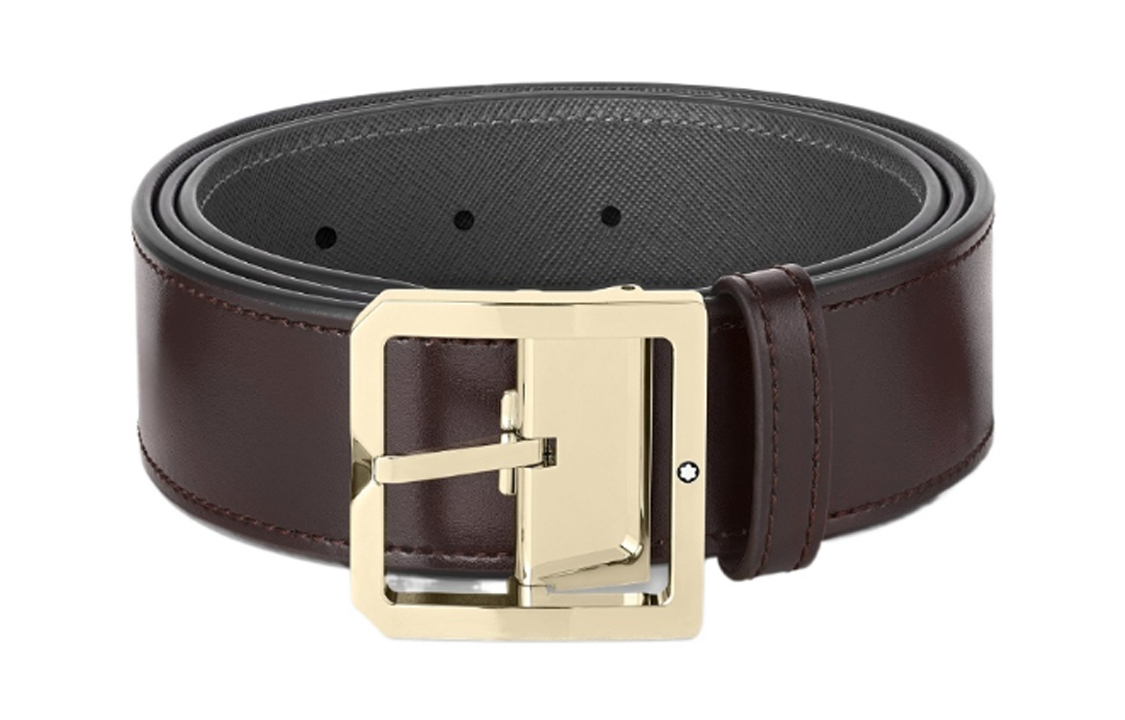 Montblanc Brown Leather  Belt with Pin Buckle, Iconic Design, 4CM Wide. 131165