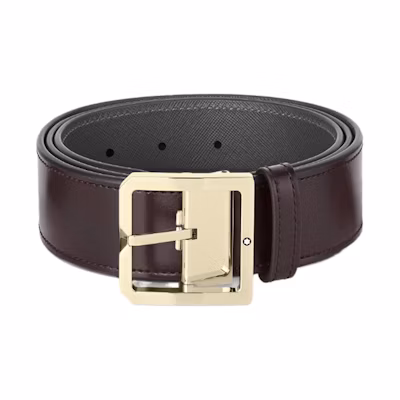 Montblanc Brown Leather Belt with Pin Buckle, Iconic Design, 4CM Wide. 131165