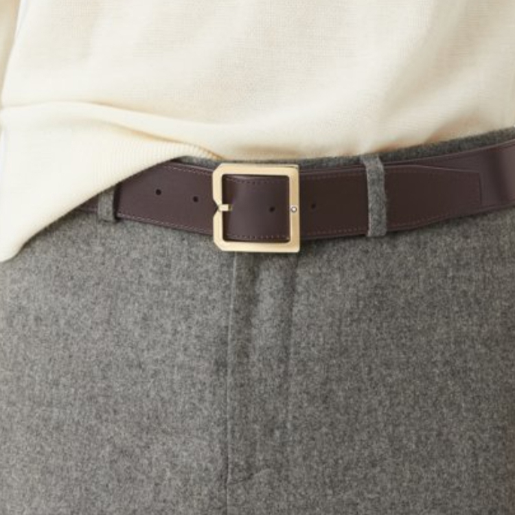 Montblanc Brown Leather  Belt with Pin Buckle, Iconic Design, 4CM Wide. 131165 圖 3