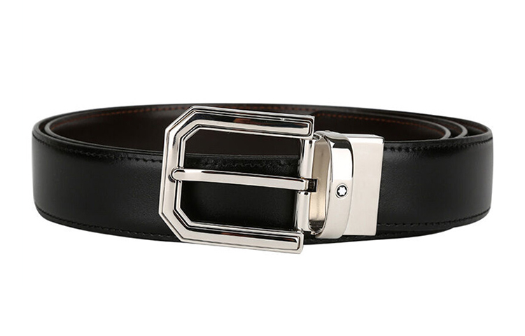 Montblanc Classic  Black Leather Belt with Pin Buckle 3cm Wide. 111092